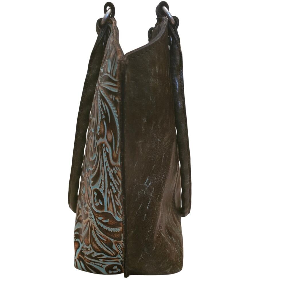 Patricia Nash Stunning Stella Turquoise Tooled Leather Shoulder Bag - Picture 10 of 11